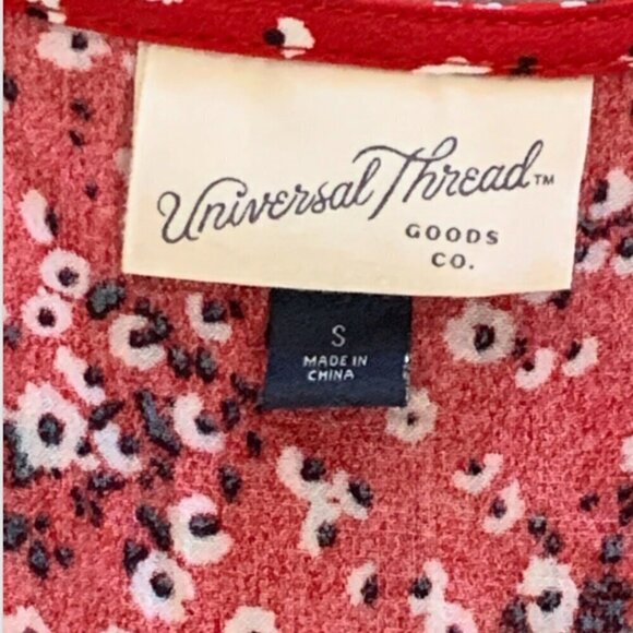 Universal Thread Sleeveless Wrap Dress Ditsy Floral Red Sz S #310E - Picture 8 of 9